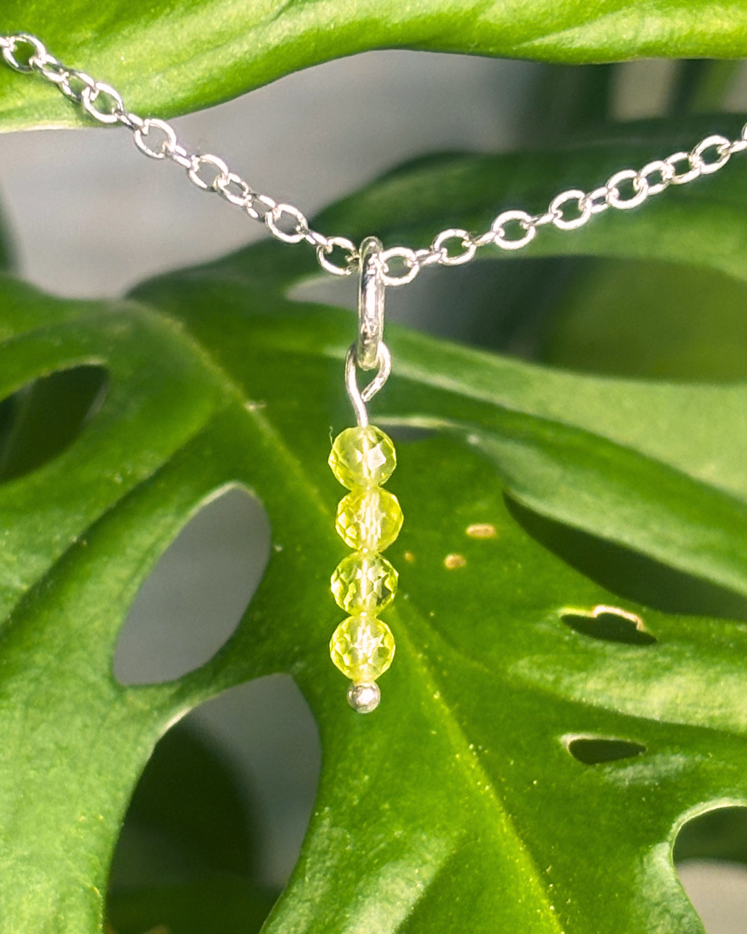 Peridot Long Necklace Charm