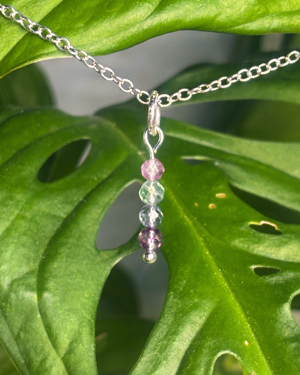 Fluorite Long Necklace Charm