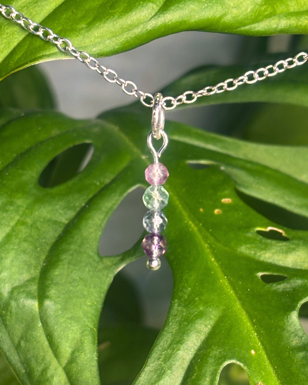 Fluorite Long Necklace Charm