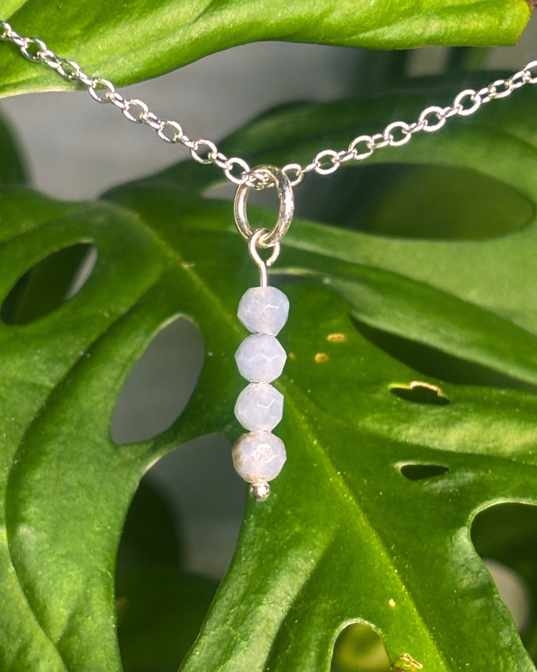 Blue Lace Agate Long Necklace Charm