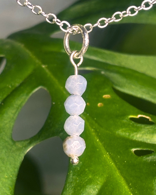 Blue Lace Agate Long Necklace Charm