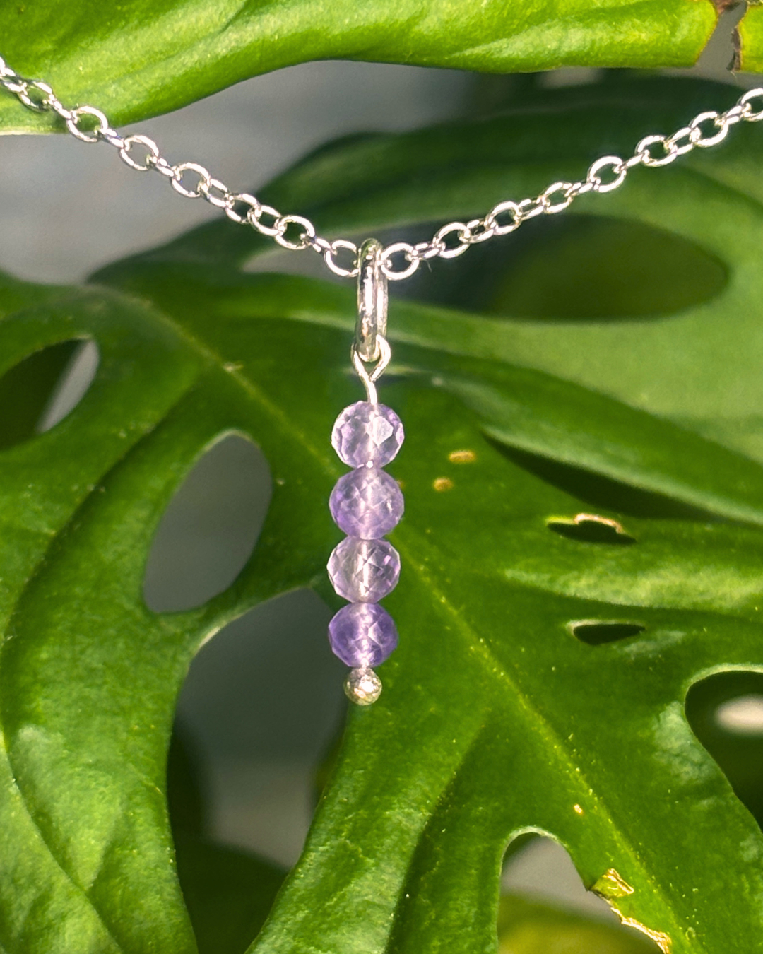 Amethyst Long Necklace Charm