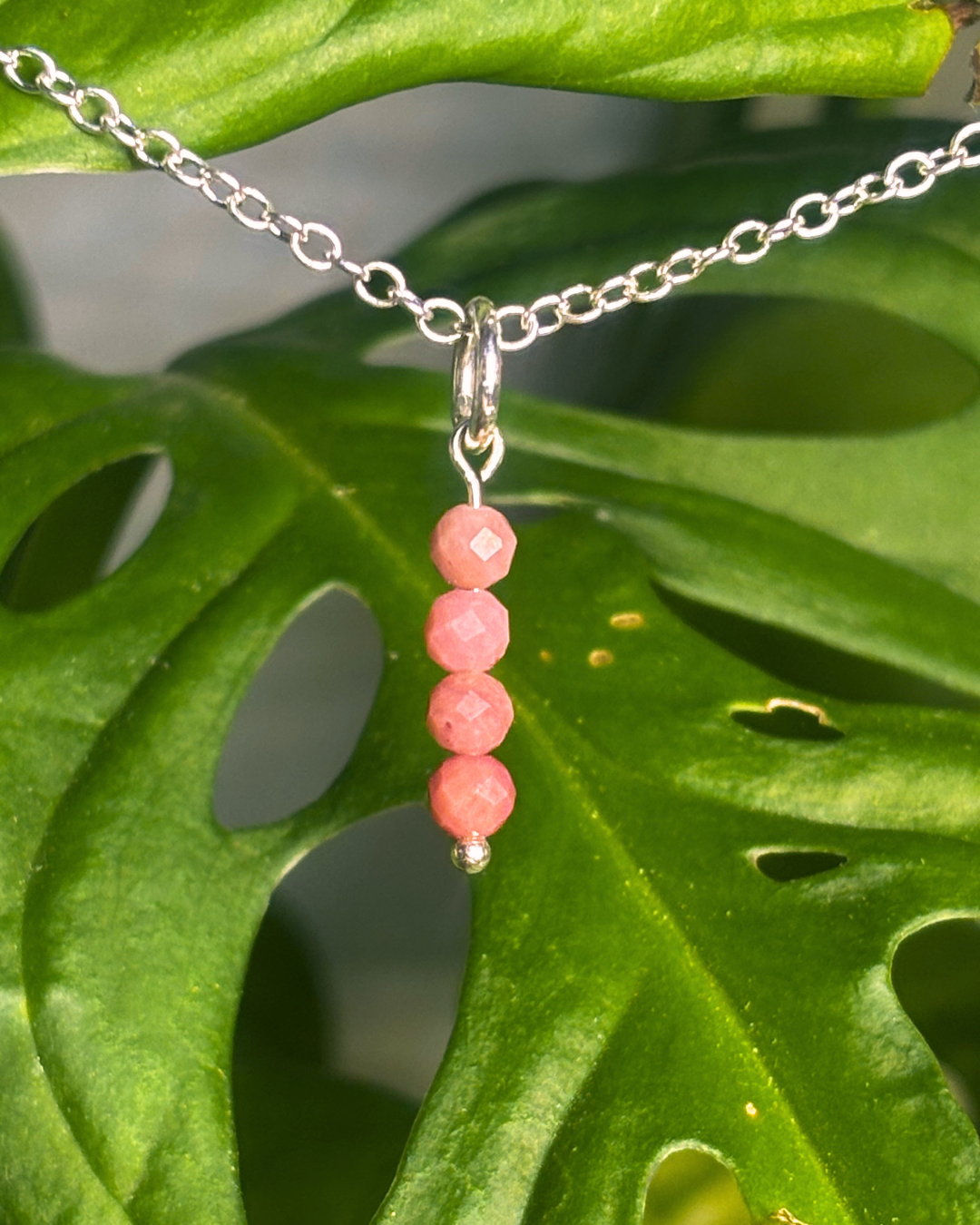 Rhodonite Long Necklace Charm