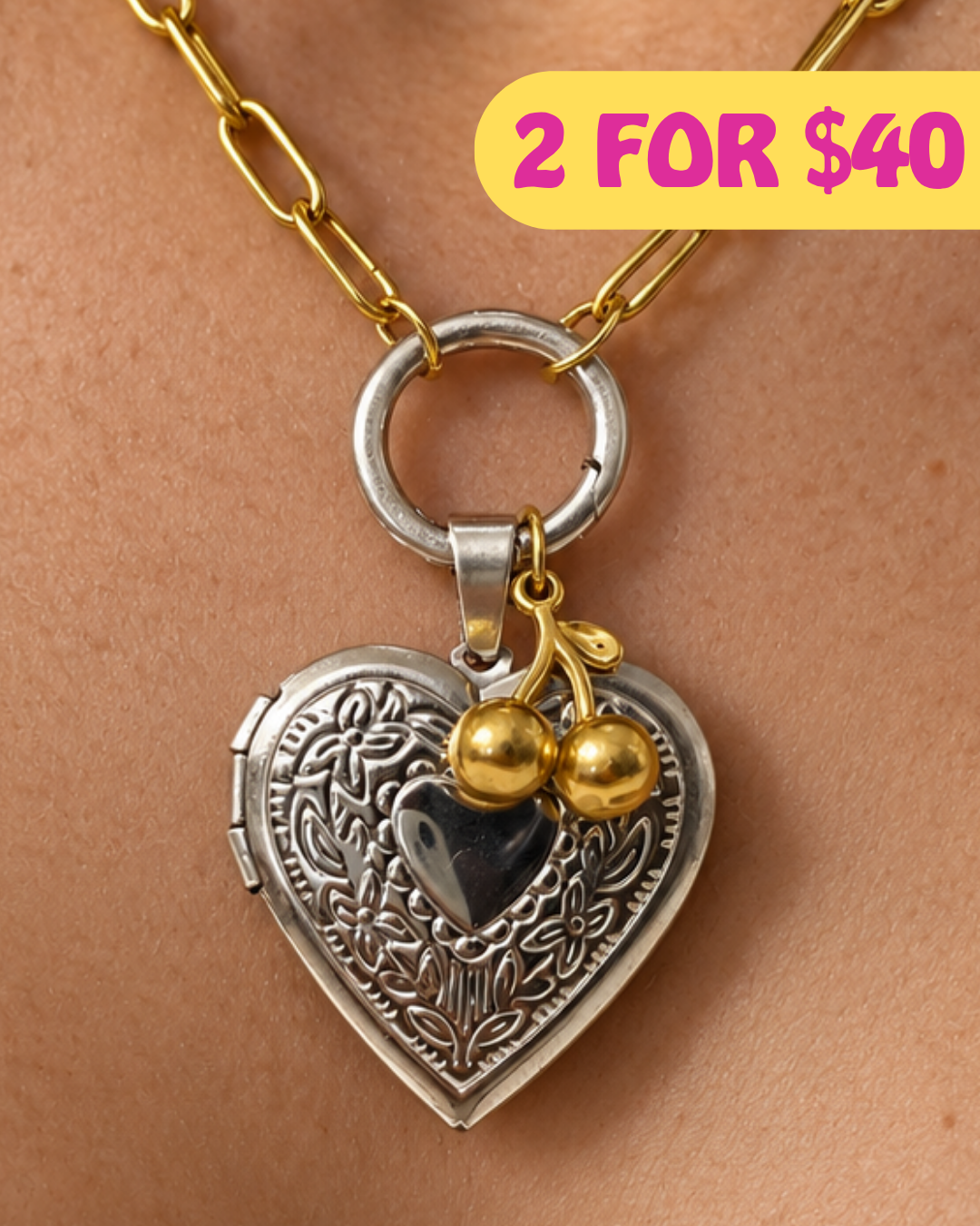 The Circle Mixed Metals Clasp Necklace