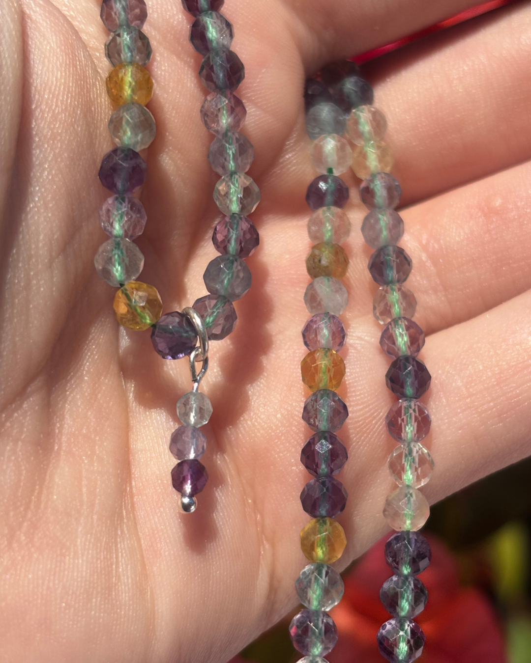 Rainbow Fluorite Crystal Necklace