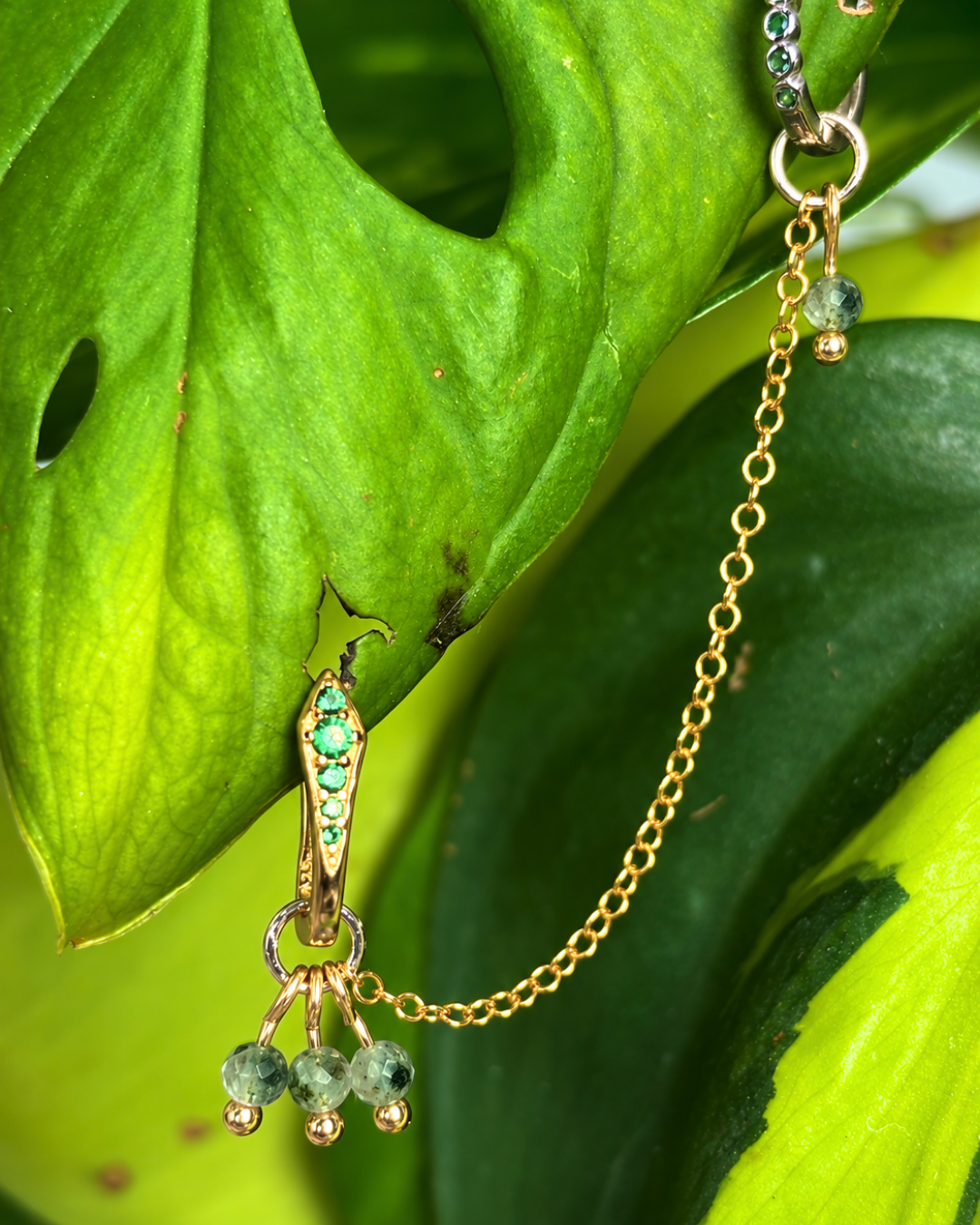Moss Agate Grape Chain