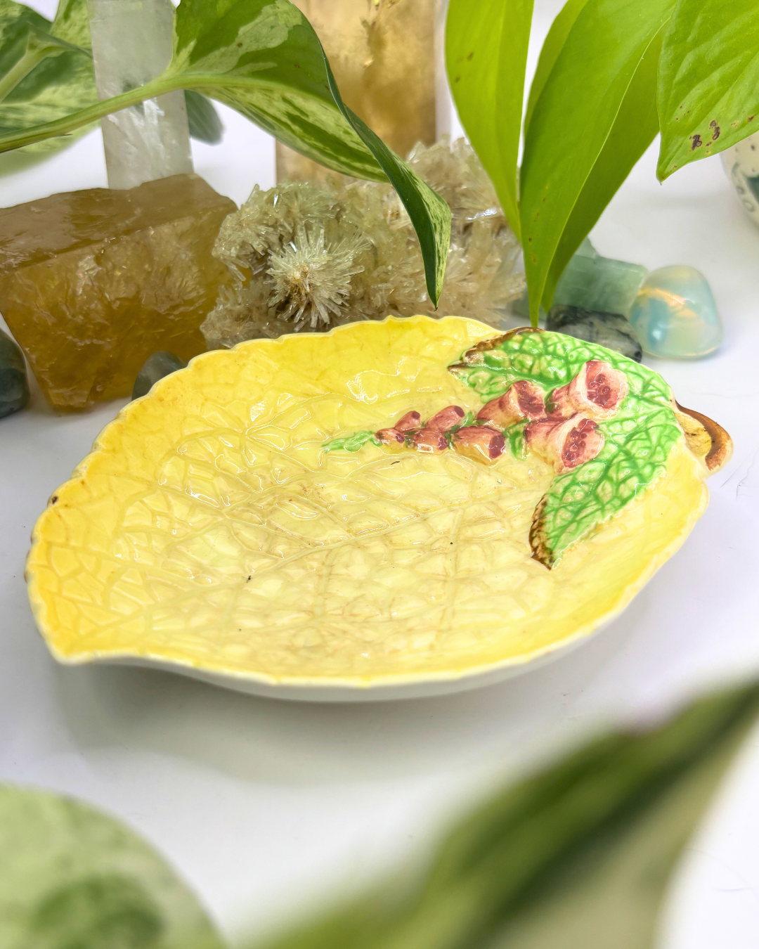 Yellow Carltonware Trinket Dish with Foxglove Florals