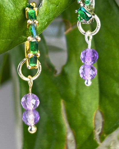 Amethyst Double Dew Drop Charms PAIR