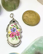 Pink & Blue Flower Silver Spoon Charm