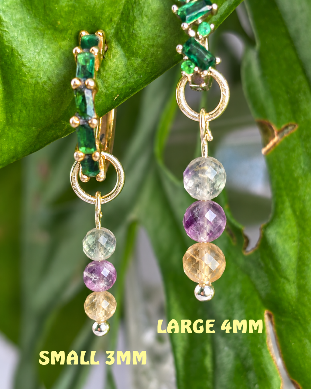 Fluorite Triple Dew Drop Charms PAIR
