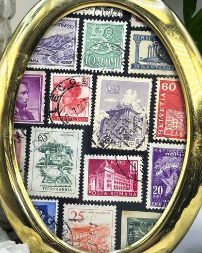 Vibrant Architecture Brass Vintage Stamp Frame