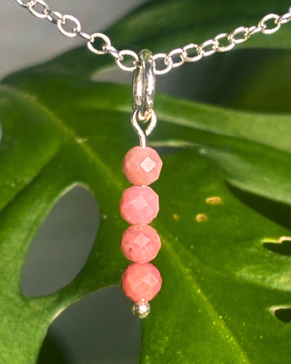 Rhodonite Long Necklace Charm