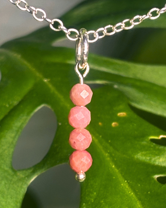 Rhodonite Long Necklace Charm