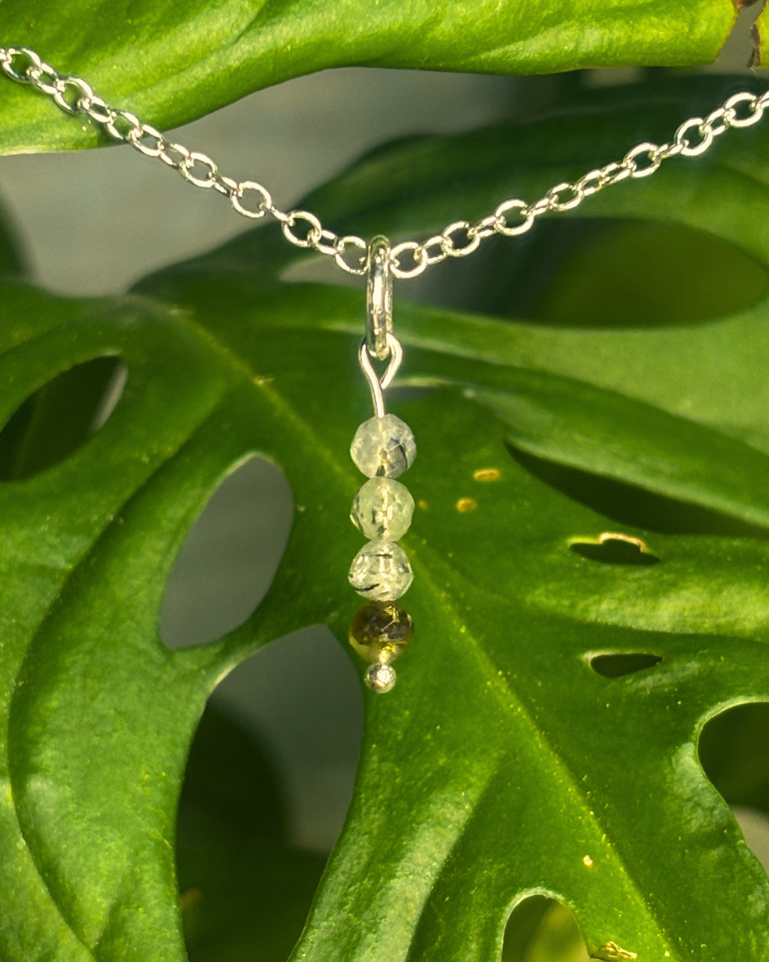 Prehnite Long Necklace Charm