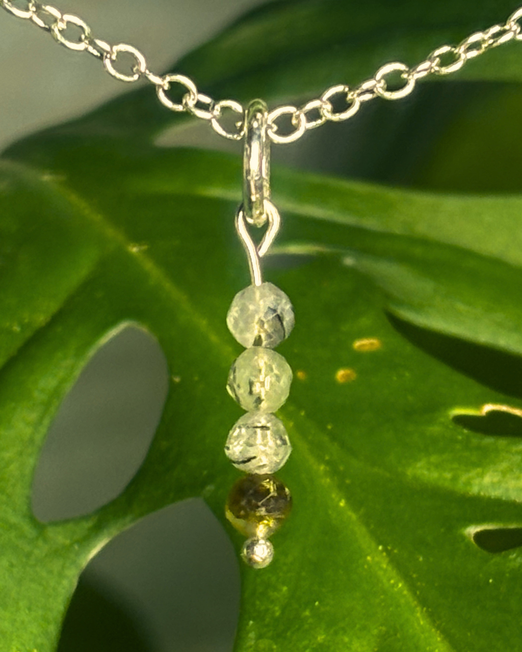 Prehnite Long Necklace Charm