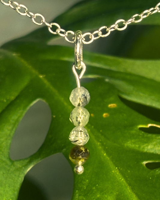 Prehnite Long Necklace Charm
