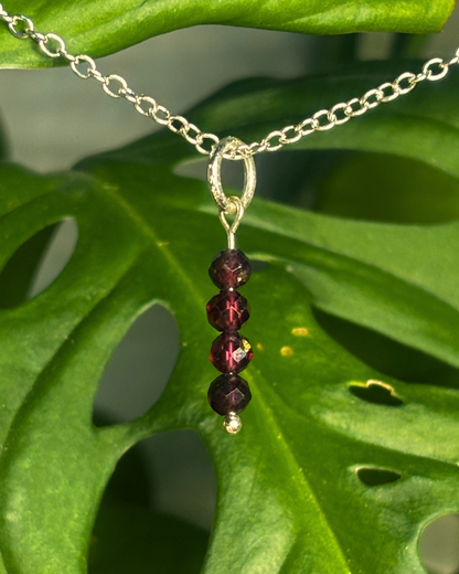 Garnet Long Necklace Charm