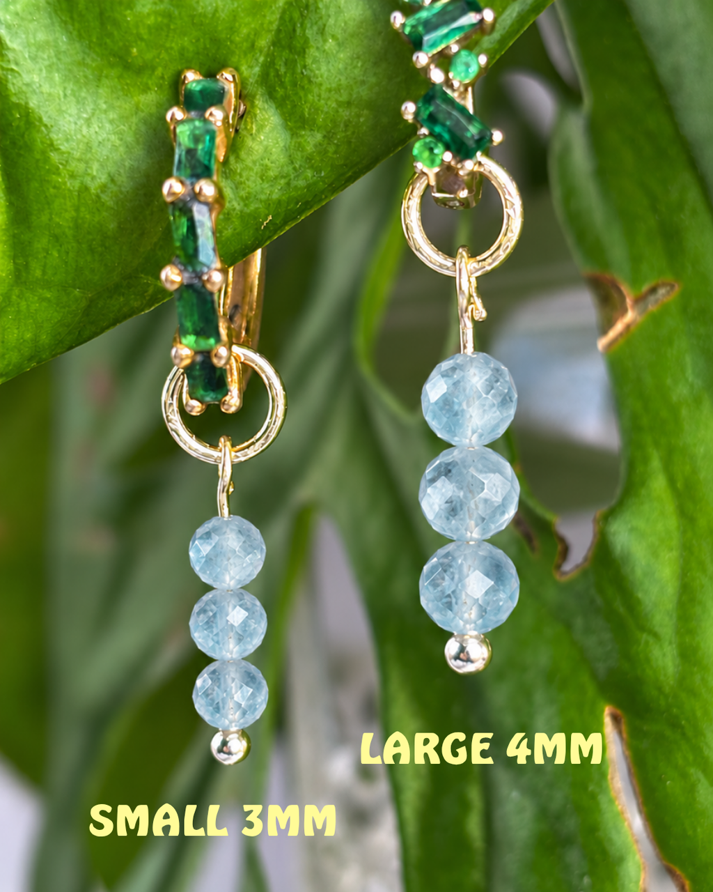 Aquamarine Triple Dew Drop Charms PAIR