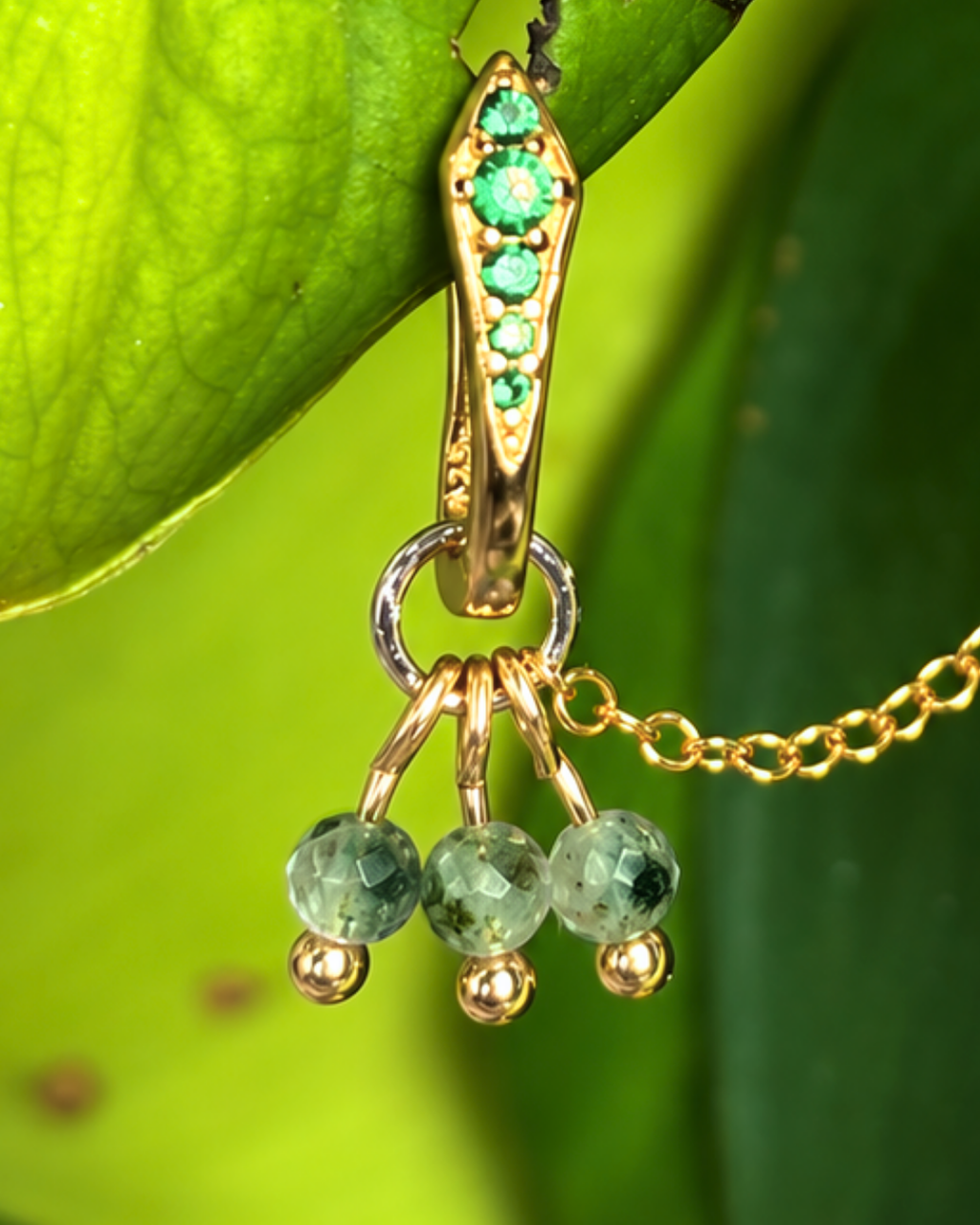 Moss Agate Grape Chain