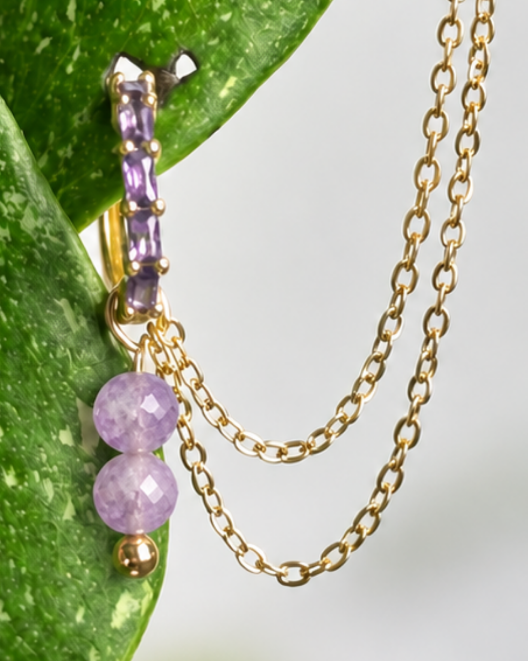 Lepidolite Cordellia Earring Chain