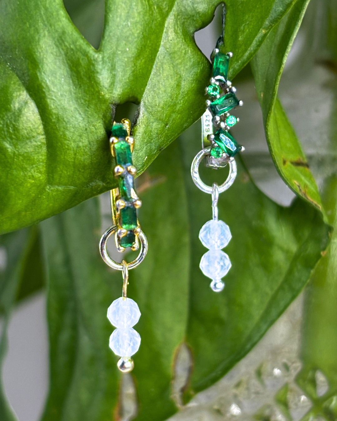 Aquamarine Double Dew Drop Charms PAIR