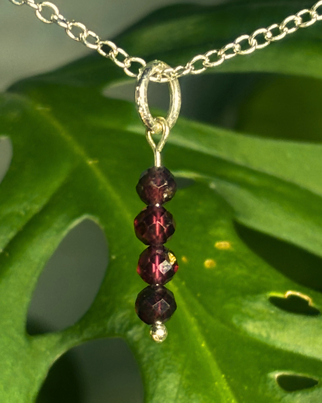 Garnet Long Necklace Charm
