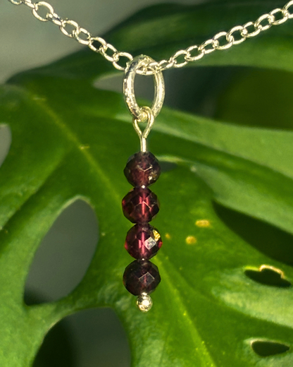 Garnet Long Necklace Charm