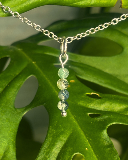 Moss Agate Long Necklace Charm