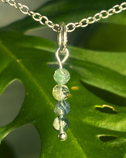 Moss Agate Long Necklace Charm