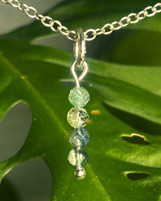 Moss Agate Long Necklace Charm