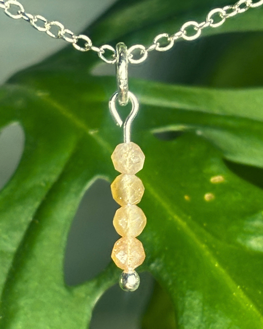 Peach Moonstone Long Necklace Charm