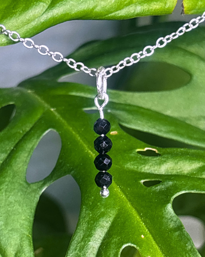 Black Tourmaline Long Necklace Charm