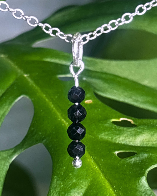 Black Tourmaline Long Necklace Charm
