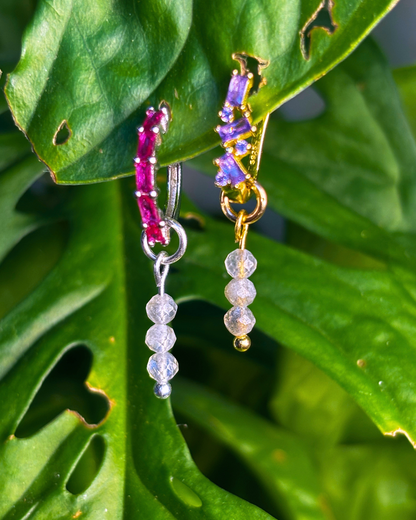 Labradorite Triple Dew Drop Charms PAIR