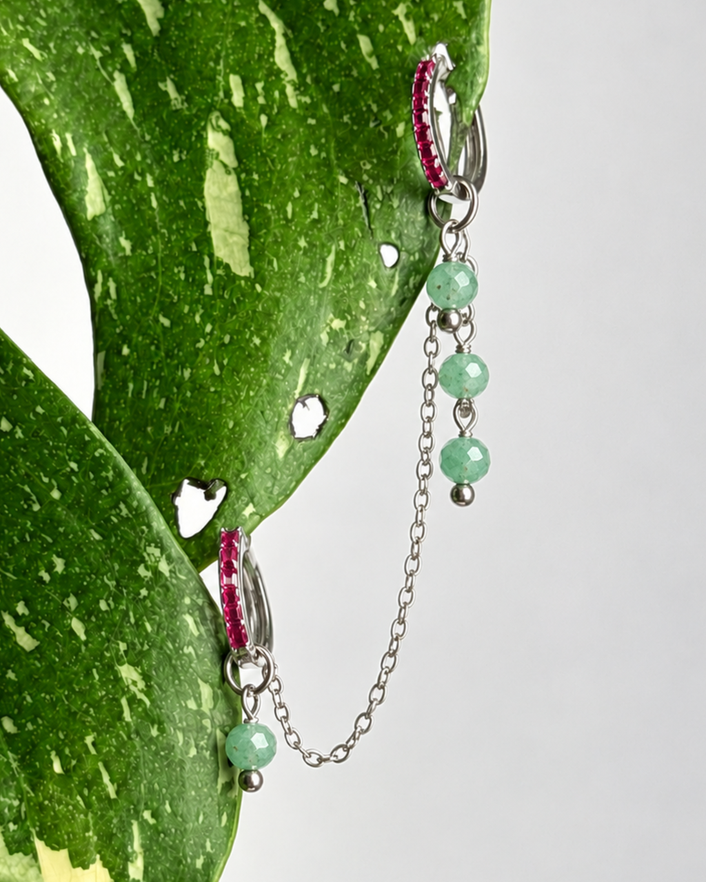 Green Aventurine Waterfall Earring Chain
