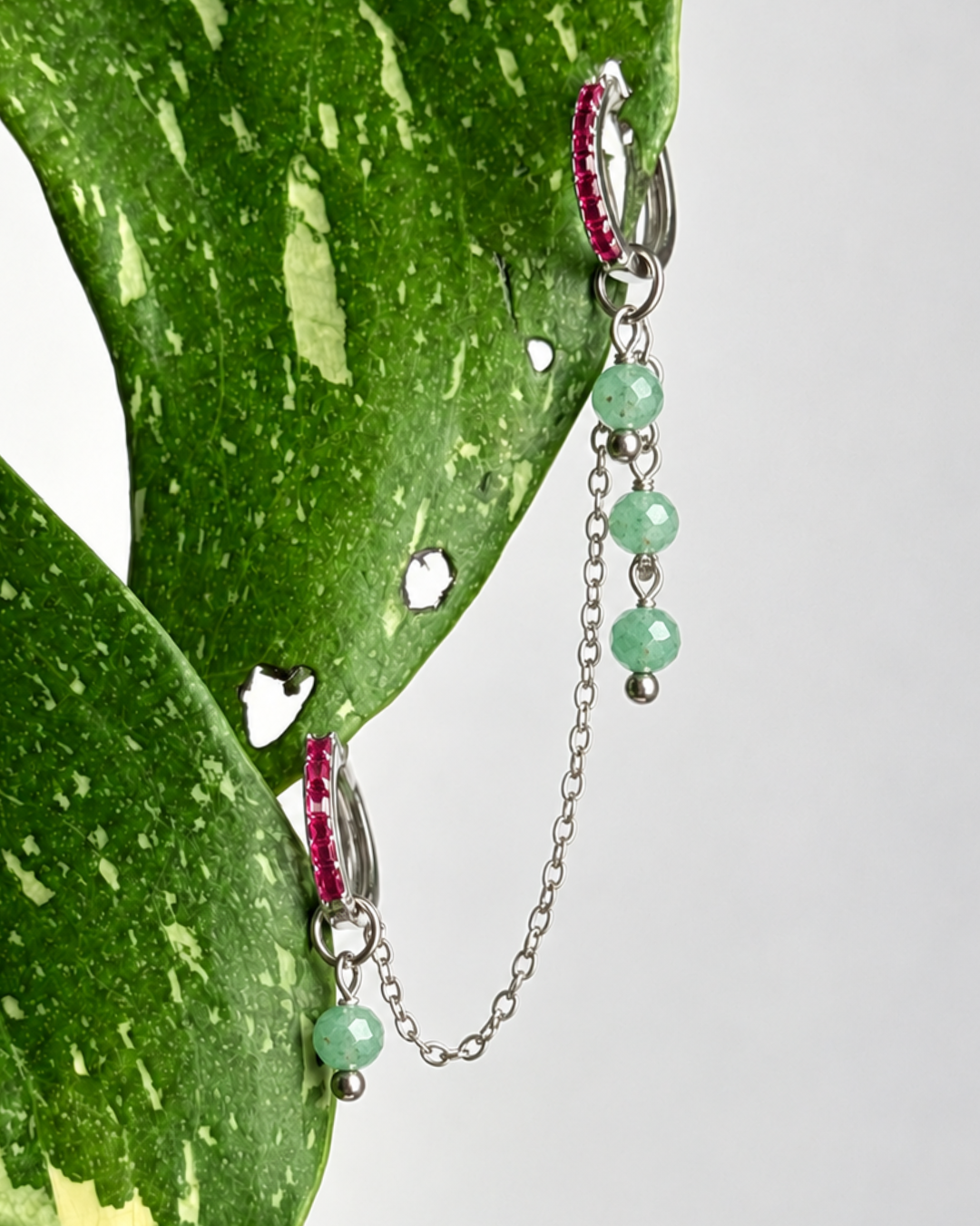 Green Aventurine Waterfall Earring Chain