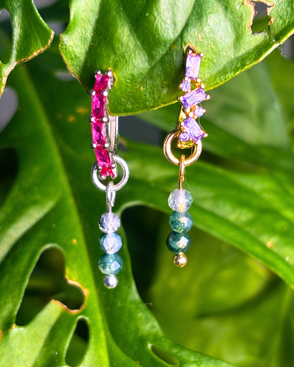 Moss Agate Triple Dew Drop Charms PAIR