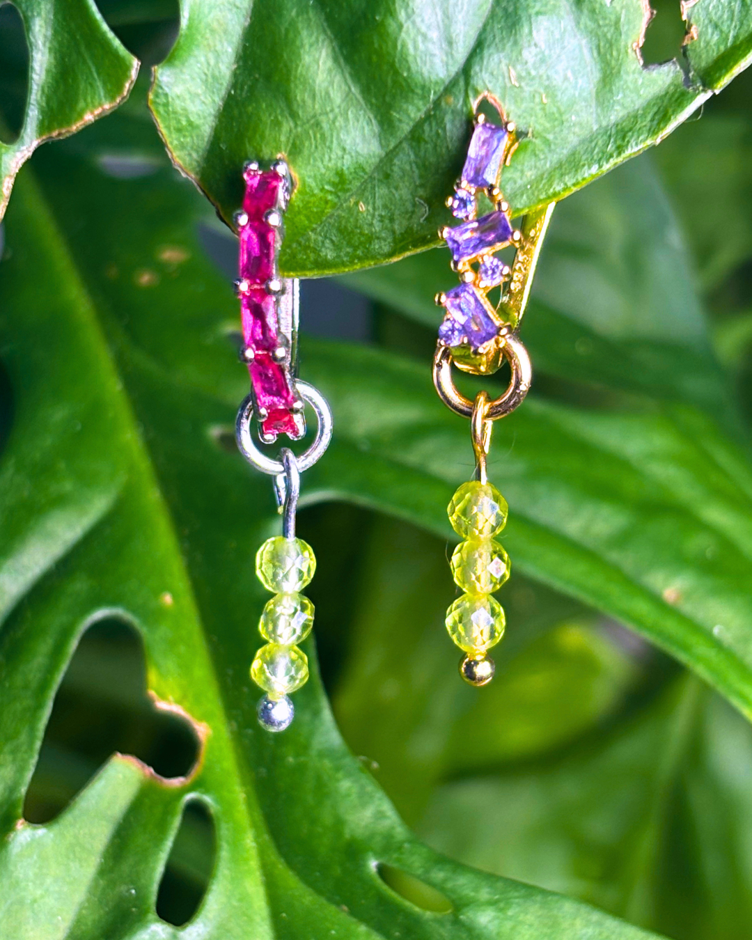 Peridot Triple Dew Drop Charms PAIR