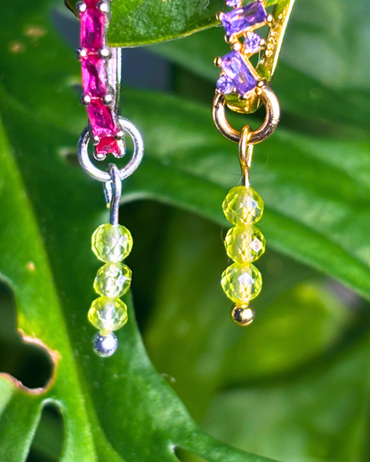 Peridot Triple Dew Drop Charms PAIR