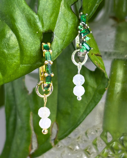 Moonstone Double Dew Drop Charms PAIR