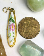 Gold Pink Rose Teardrop Spoon Charm