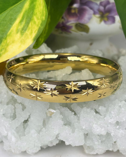 Gold Starry Night Chunky Vintage Inspired Bracelet 12mm