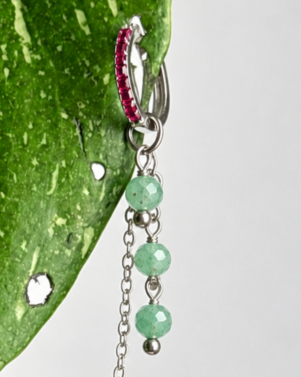 Green Aventurine Waterfall Earring Chain