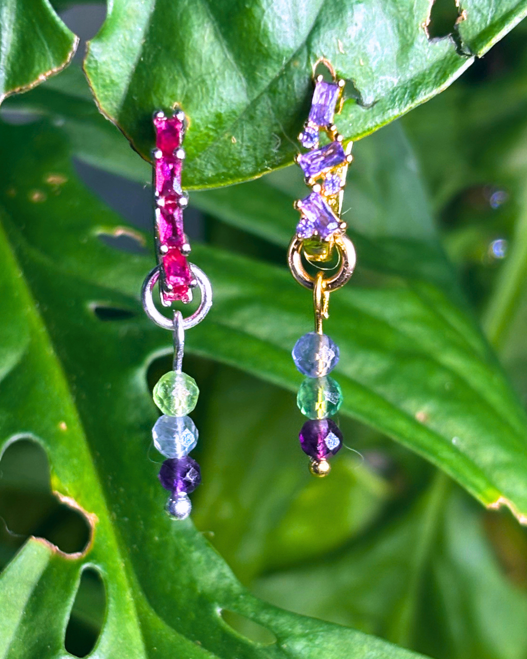Fluorite Triple Dew Drop Charms PAIR