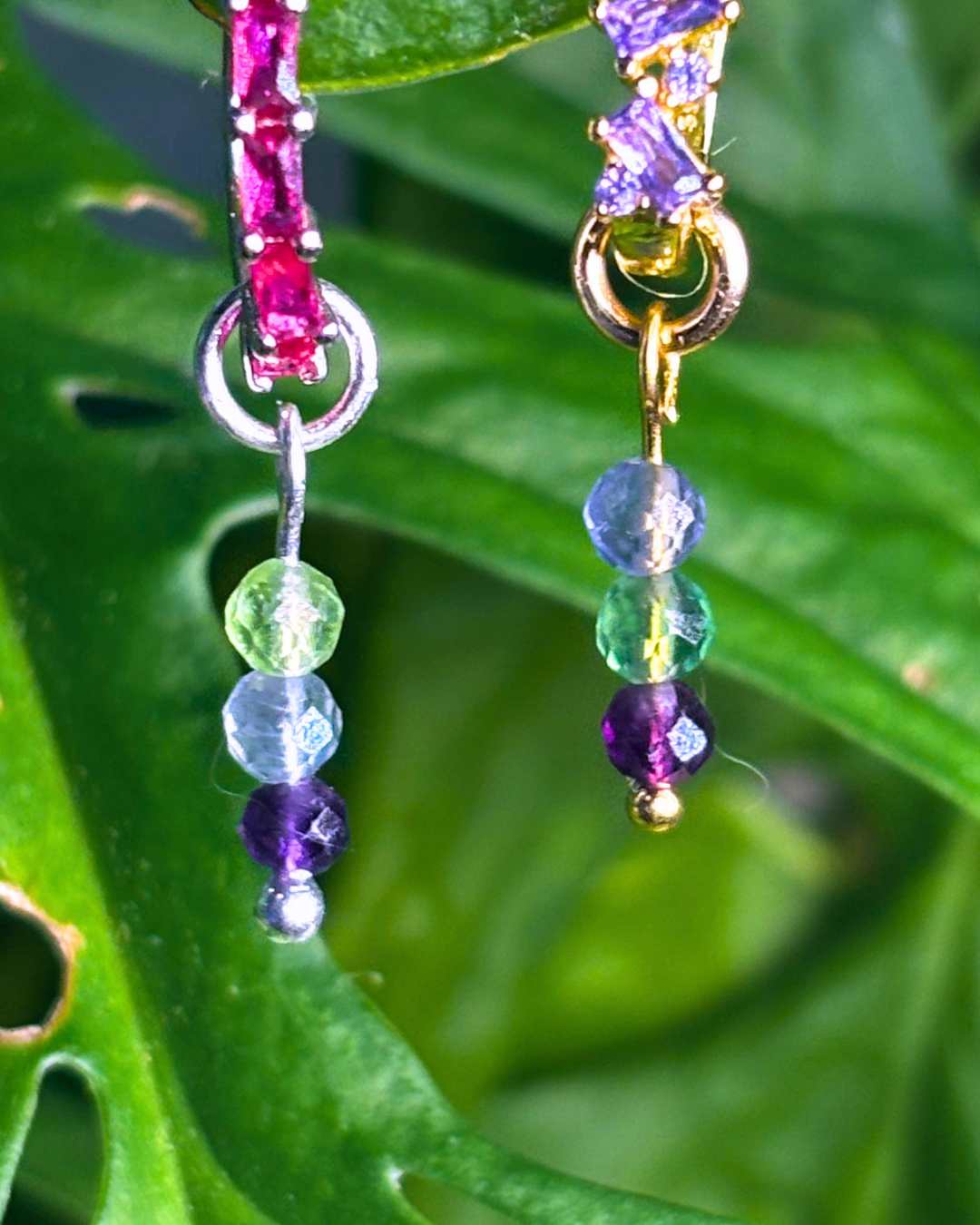 Fluorite Triple Dew Drop Charms PAIR