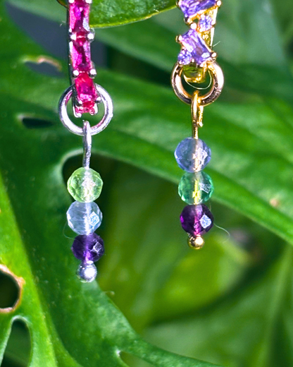Fluorite Triple Dew Drop Charms PAIR