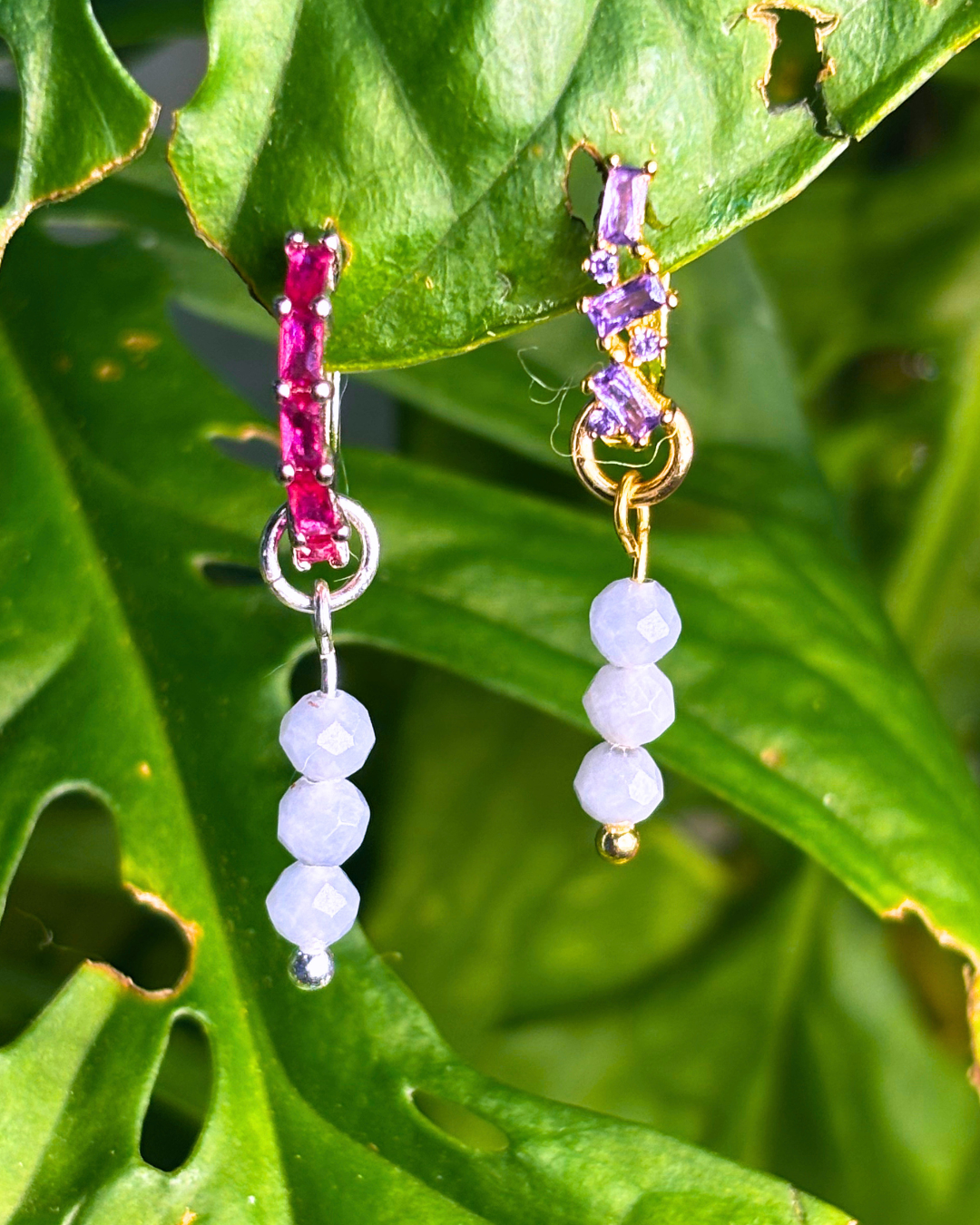 Angelite Triple Dew Drop Charms PAIR