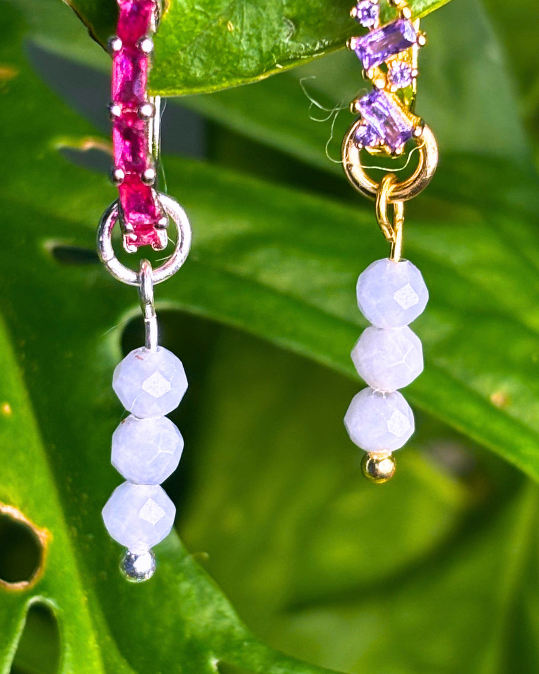 Angelite Triple Dew Drop Charms PAIR