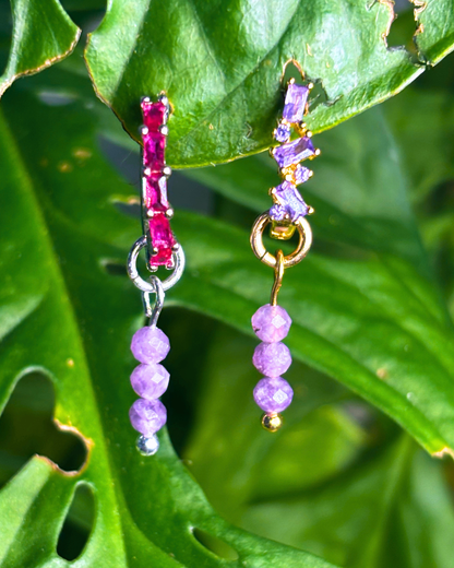 Lepidolite Triple Dew Drop Charms PAIR