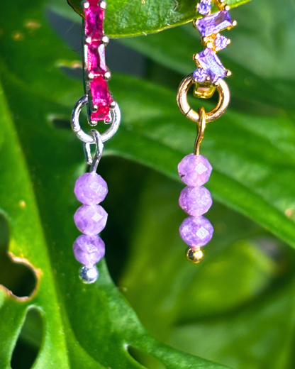 Lepidolite Triple Dew Drop Charms PAIR